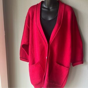 Vintage FaBE Shetland Wool Red Cardigan M